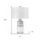 25" Black and White Ceramic Column Lamp With White Drum Shade