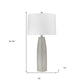 33" Light Gray Ceramic Table Lamp With White Drum Shade