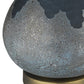22" Teal Blue Concrete Gourd Table Lamp With Cream Empire Shade