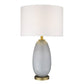 29" Light Gray Glass Table Lamp With White Drum Shade