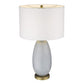 29" Light Gray Glass Table Lamp With White Drum Shade