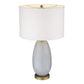 29" Light Gray Glass Table Lamp With White Drum Shade