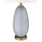 29" Light Gray Glass Table Lamp With White Drum Shade
