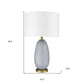 29" Light Gray Glass Table Lamp With White Drum Shade
