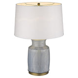 27" Gray Ceramic Table Lamp With White Empire Shade
