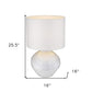 26" White Ceramic Table Lamp With White Drum Shade