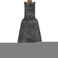 26" Distressed Black and Gold Ceramic Table Lamp With White Drum Shade
