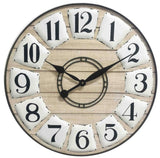 24" Circle Black and White Wood Analog Wall Clock