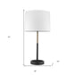31" Black and Gold Metal Table Lamp With White Empire Shade