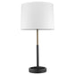 31" Black and Gold Metal Table Lamp With White Empire Shade