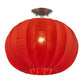 Shanghai 1-Light Brushed Nickel Pendant With Sheer Red Ribbon Shade