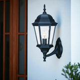 Matte Black Swing Arm Glass Lantern Wall Light