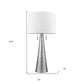 34" Silver Metal Two Light Table Lamp With White Empire Shade