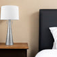 34" Silver Metal Two Light Table Lamp With White Empire Shade