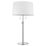 31" Silver Metal Two Light Adjustable Table Lamp With White Empire Shade