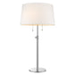 31" Silver Metal Two Light Adjustable Table Lamp With White Empire Shade
