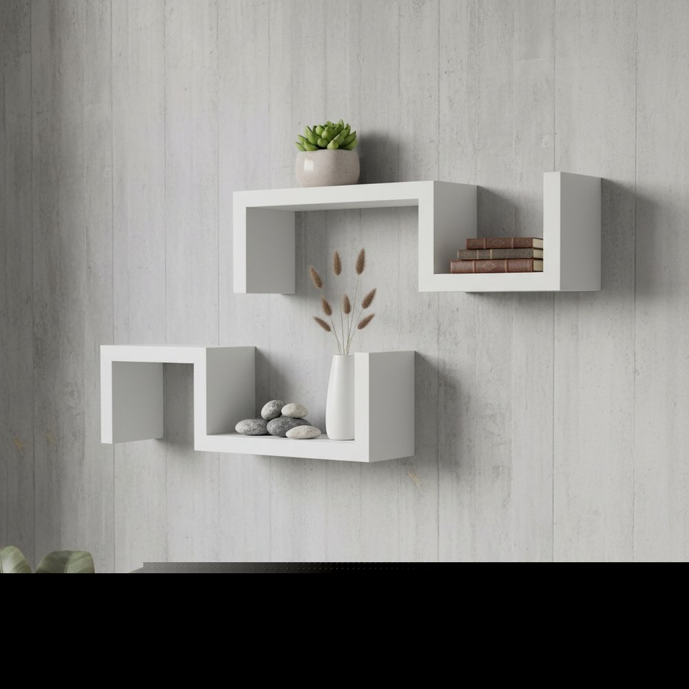 24" Two Shelves Solid Wood Wall Mounted Shelving Unit