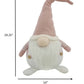 29" Pink And White Fabric Christmas Standing Gnome Tabletop Sculpture