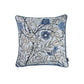 18" Ivory Blue And Gray Floral Fabric Throw Pillow