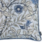 18" Ivory Blue And Gray Floral Fabric Throw Pillow