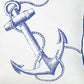 18" Blue And White Anchor Nautical Fabric Throw Pillow