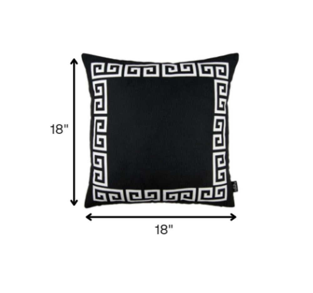 18" Black And White Geometric Fabric Throw Pillow