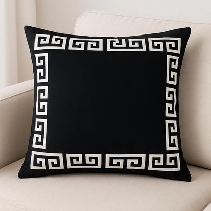18" Black And White Geometric Fabric Throw Pillow