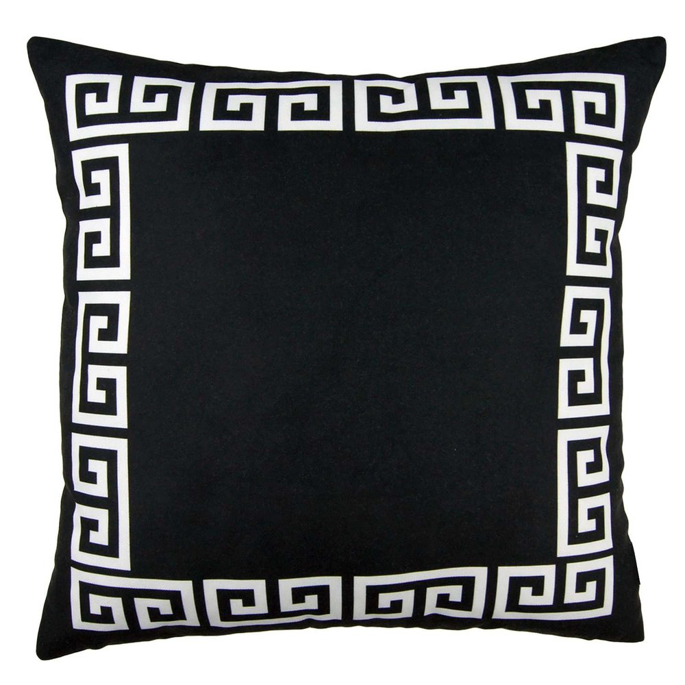 18" Black And White Geometric Fabric Throw Pillow