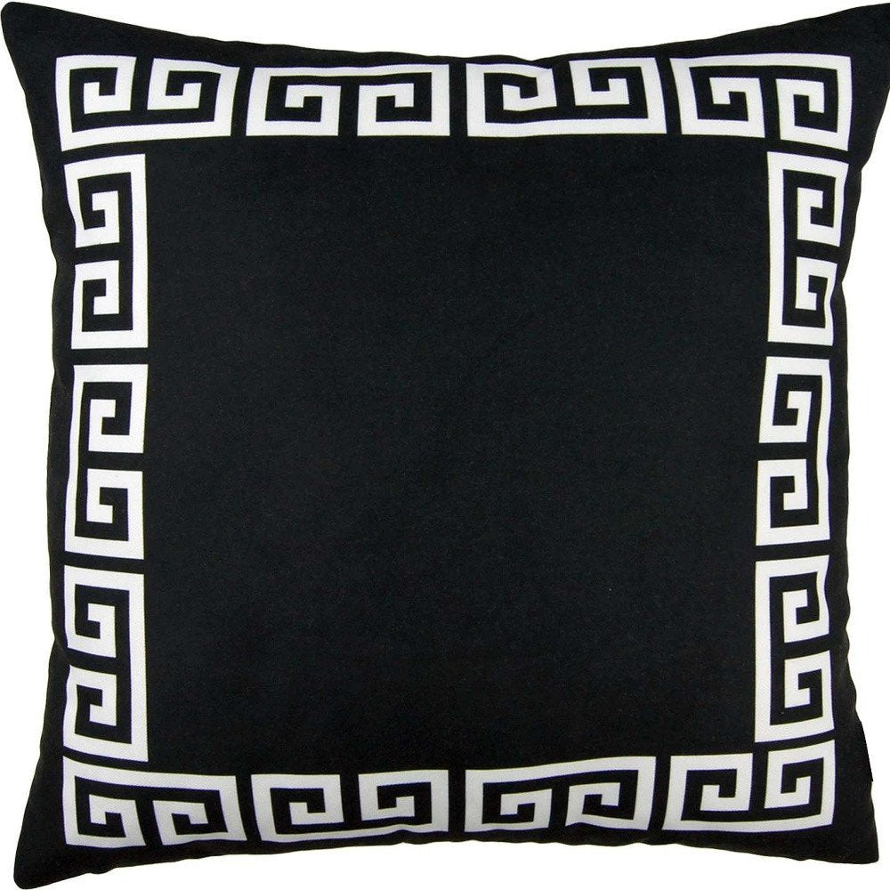 18" Black And White Geometric Fabric Throw Pillow