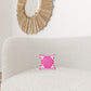 Pink and White Geometric Border Throw Pillow