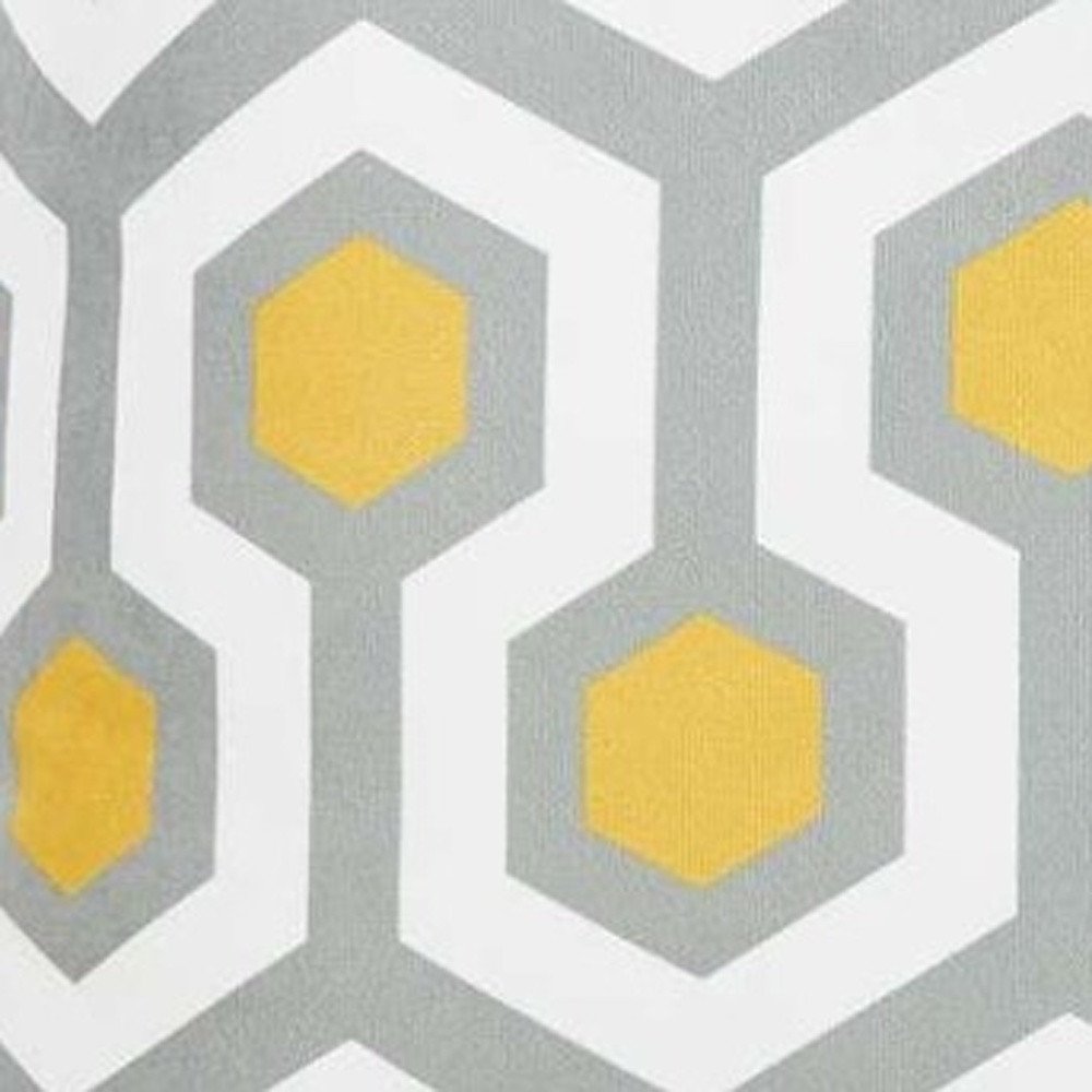Yellow and Gray Geometric Circuit Throw Pillow