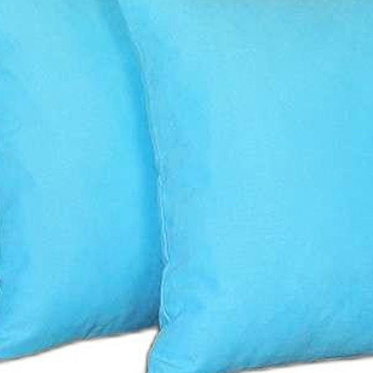 Set of Two 18" Turquoise Fabric Throw Pillows