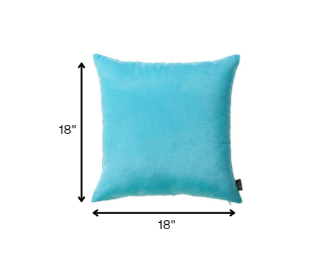 Set of Two 18" Turquoise Fabric Throw Pillows