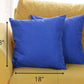 Set of 2 Cobalt Blue Modern Square Throw Pillows
