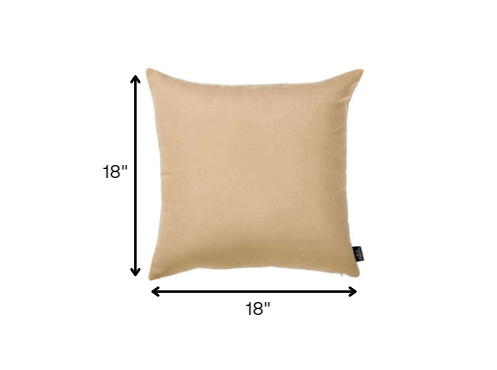 Set of Two 18" Tan Fabric Throw Pillows