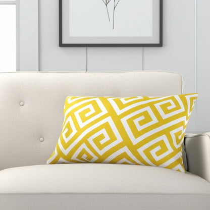 Yellow Greek Key Pattern Lumbar Throw Pillow