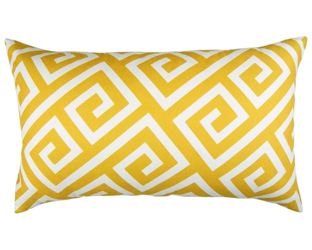 Yellow Greek Key Pattern Lumbar Throw Pillow