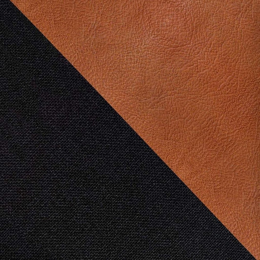 18" Black And Brown Faux Leather And Fabric Throw Pillow