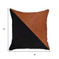 18" Black And Brown Faux Leather And Fabric Throw Pillow