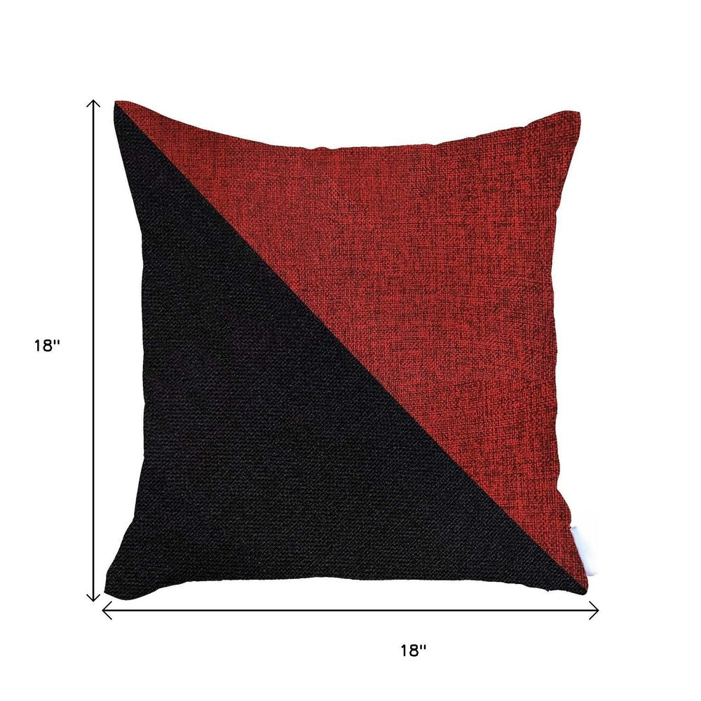 18" Red And Black Fabric Throw Pillow