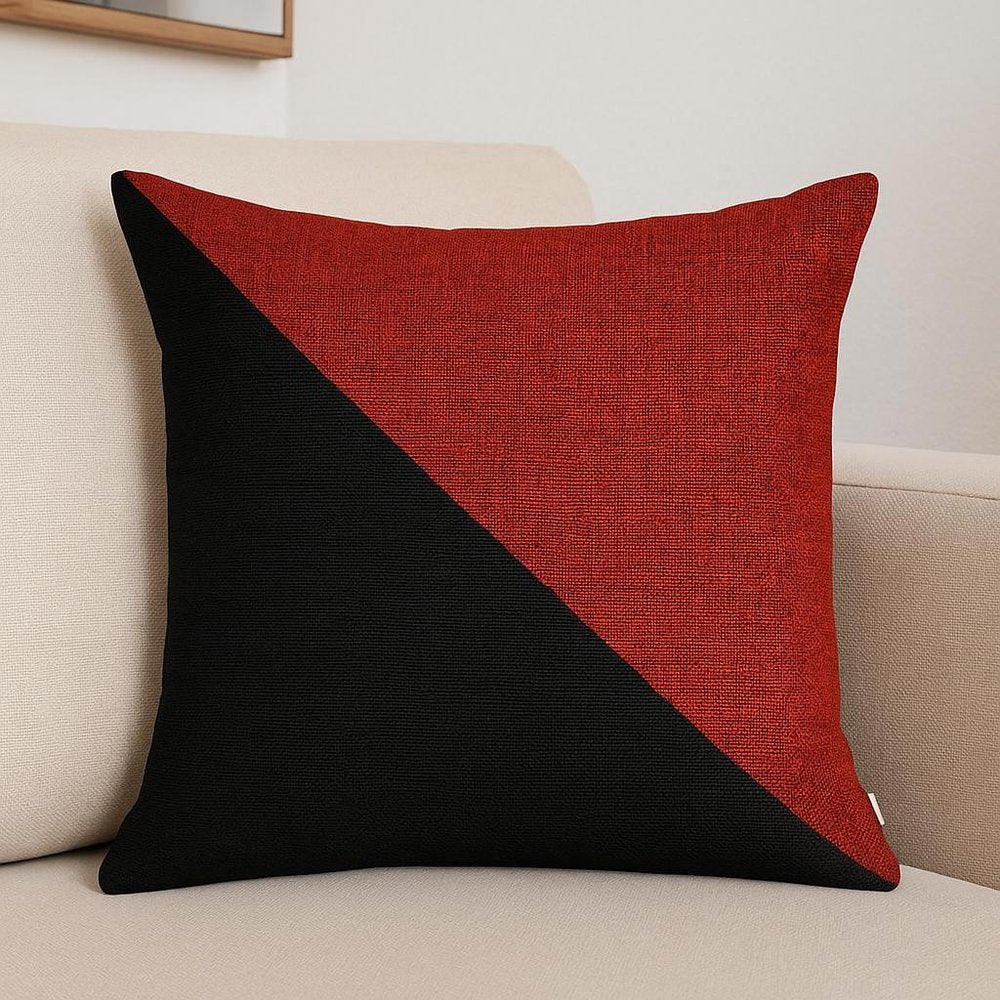 18" Red And Black Fabric Throw Pillow
