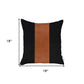 Black and Brown Strap Faux Leather Throw Pillow