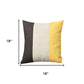 18" Black Gray And Yellow Fabric Throw Pillow