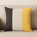 18" Black Gray And Yellow Fabric Throw Pillow