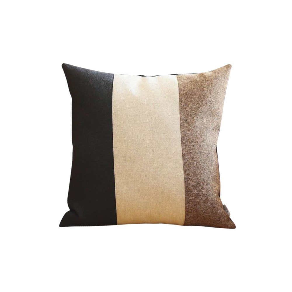 18" Black Ivory And Brown Fabric Throw Pillow
