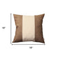 Brown and White Centered Strap Throw Pillow