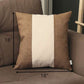 Brown and White Centered Strap Throw Pillow