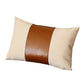 12" X 20" Brown and White Faux Leather Lumbar Throw Pillow