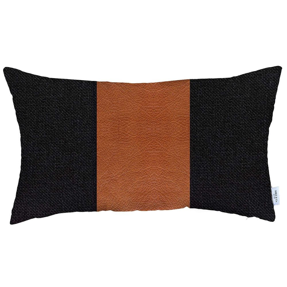 Black Base and Brown Center Lumbar Throw Pillow