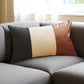 Tricolored Faux Leather Lumbar Throw Pillow